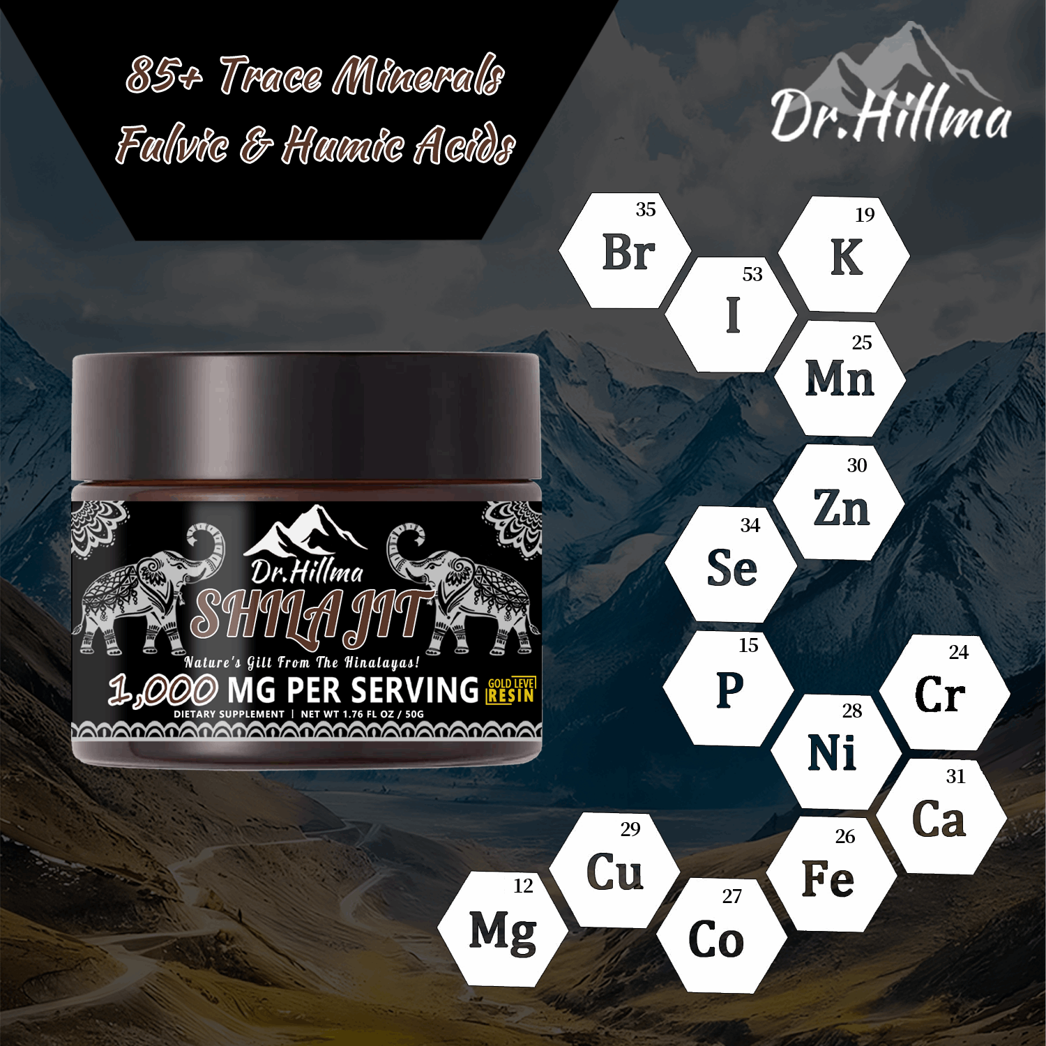 Shilajit Purest Himalayan Shilajit Resin - Gold Grade 100% Pure Shilajit with Fulvic Acid & 85+ Trace Minerals Complex for Energy & Immune Support