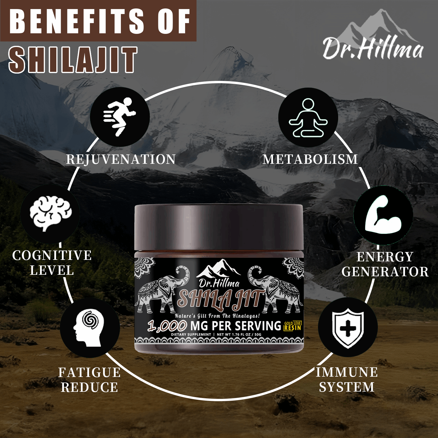 Shilajit Purest Himalayan Shilajit Resin - Gold Grade 100% Pure Shilajit with Fulvic Acid & 85+ Trace Minerals Complex for Energy & Immune Support