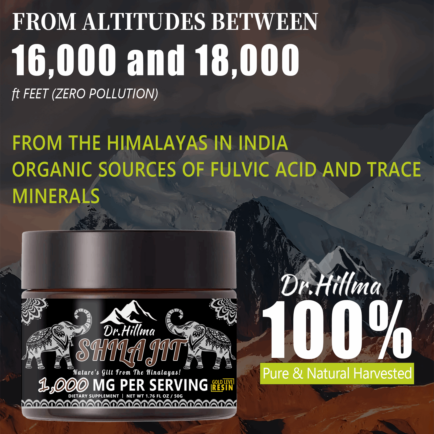 Shilajit Purest Himalayan Shilajit Resin - Gold Grade 100% Pure Shilajit with Fulvic Acid & 85+ Trace Minerals Complex for Energy & Immune Support