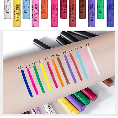 Matte Colorful Liquid Eyeliner Set 12 Colors Waterproof Long Lasting Eyeliner Set