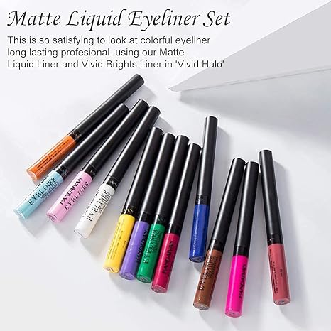 Matte Colorful Liquid Eyeliner Set 12 Colors Waterproof Long Lasting Eyeliner Set