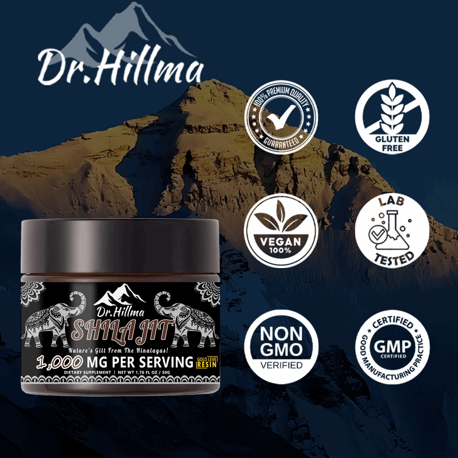Shilajit Purest Himalayan Shilajit Resin - Gold Grade 100% Pure Shilajit with Fulvic Acid & 85+ Trace Minerals Complex for Energy & Immune Support