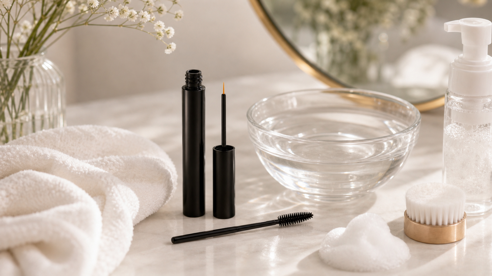 lash serum and lash shampoo clean lash care routine