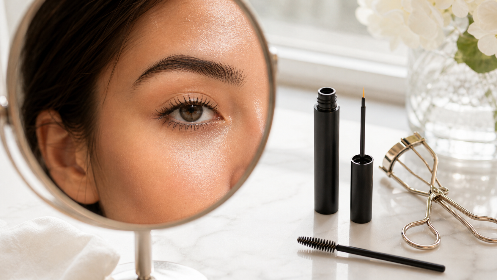 straight lashes lash serum and gentle curling routine