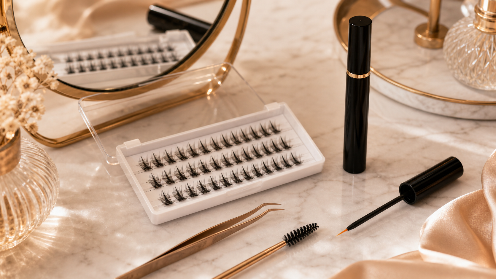 2bmaagic lash serum with DIY cluster lashes routine