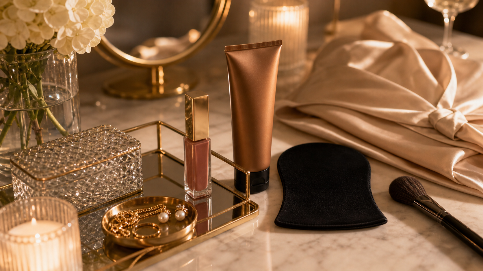 2bmaagic event self tan prep for camera-ready glow with beauty tools and tanning mitt