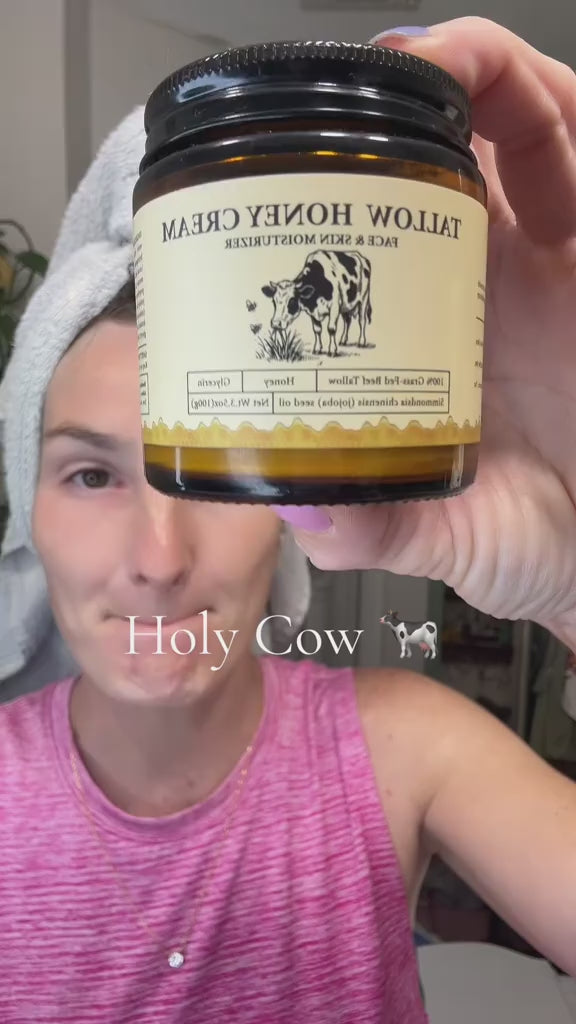 2bmagic Beef Tallow Honey balm Cream 100g - Deep Moisturizing Hydration 100% Grass-Fed Organic Face &amp; Body Lotion with Glycerin &amp; Jojoba Oil for Hydrated Skin Care - Unscented Nourishing Radiant Sensitive